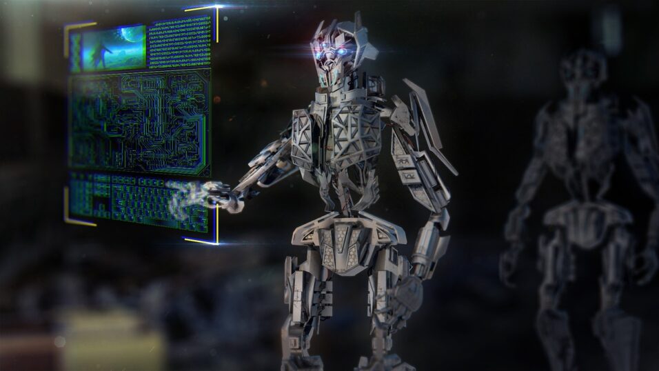 Futuristická scéna s robotem